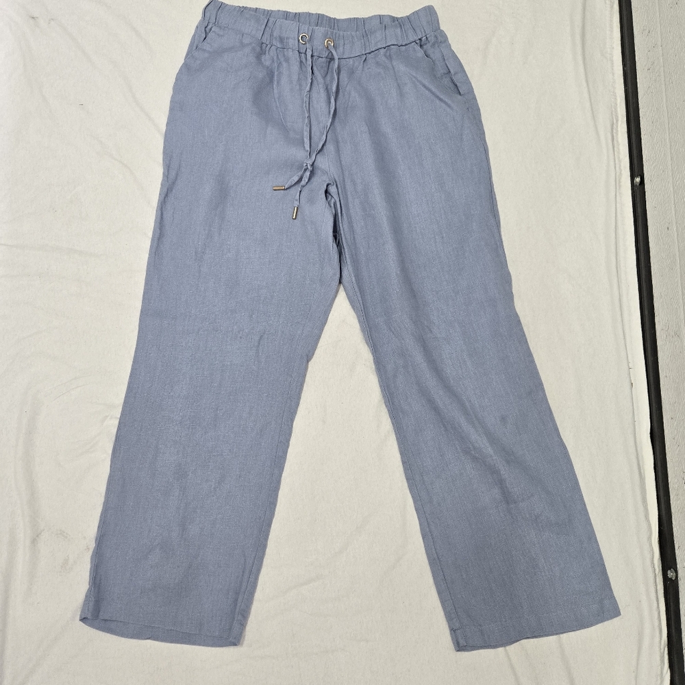 Light Blue Casual Linen Pants Size L